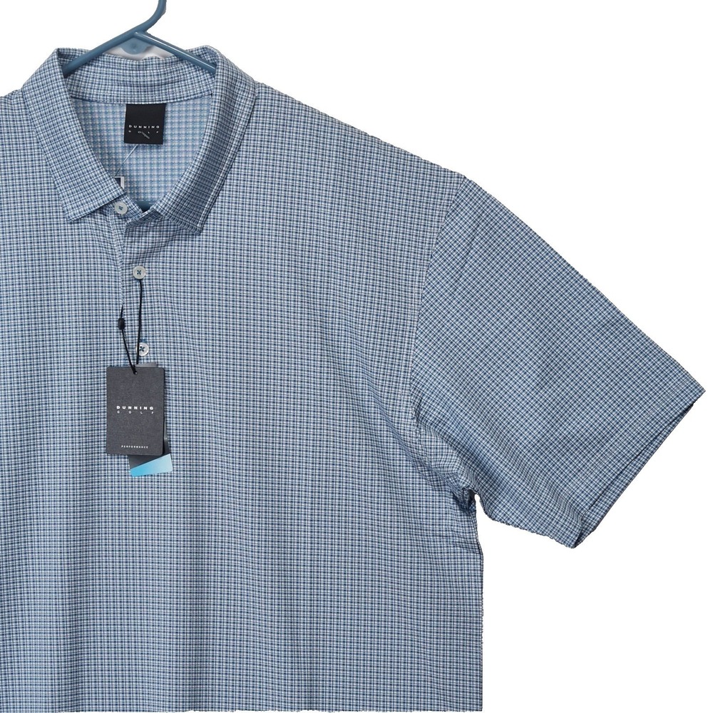 Dunning‎ Golf Coolmax Performance Mens Polo Shirt XXL Seaport White Grid Pattern
